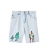 Stella Mccartney Embroidered Denim Shorts In Blue