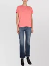 Stella Mccartney Embroidered Detail Crewneck T-shirt With Short Sleeves In Pink