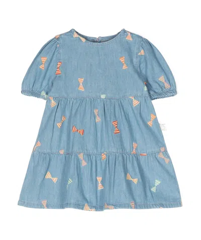 Stella Mccartney Embroidered Tiered Dress In Blue