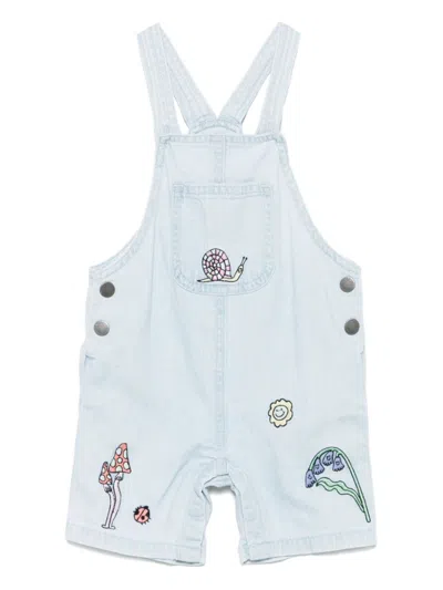 Stella Mccartney Babies' Embroidered Dungarees In 600 Blue