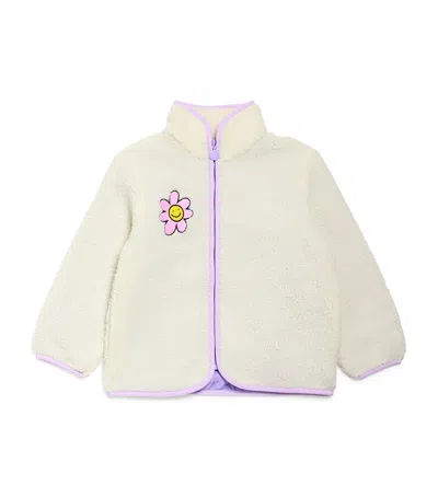 Stella Mccartney Kids' Embroidered Fleece Jacket In White