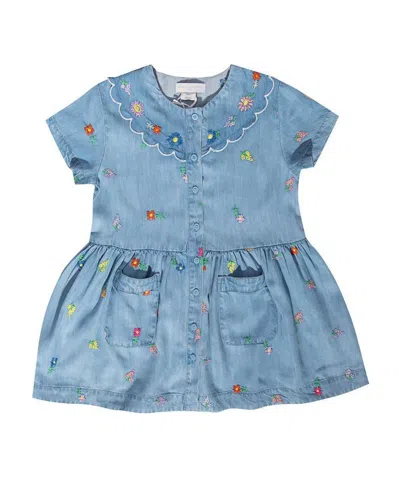 Stella Mccartney Embroidered-flowers Denim Dress In Blue