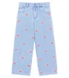 Stella Mccartney Ide-leg Jeans With Embroidery Kids In Blue