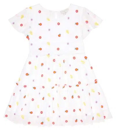 Stella Mccartney Kids' Embroidered Jersey Dress In Avorio/embroidery