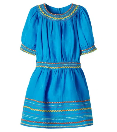 Stella Mccartney Kids Embroidered Linen-cotton Dress In Multi