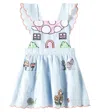 Stella Mccartney Embroidered Linen And Cotton Dress In Blue