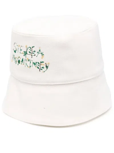 Stella Mccartney Logo Embroidered Bucket Hat In White