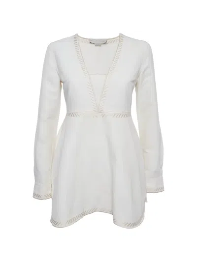 Pre-owned Stella Mccartney Embroidered Long-sleeve Tunic In White