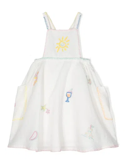 Stella Mccartney Kids' Embroidered Mini Dress In White