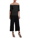 Stella Mccartney Embroidered Off-the-shoulder Compact Knit Top In Ink