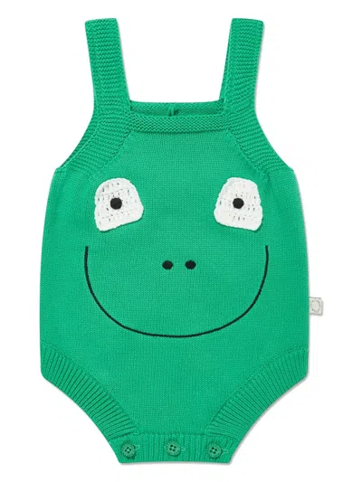 Stella Mccartney Babies' Embroidered Romper In Green