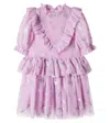 Stella Mccartney Embroidered Ruffled Tulle Dress In Purple