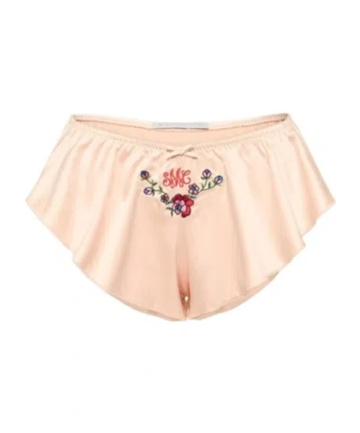 Stella Mccartney Embroidered Satin Sleep Shorts In Nude