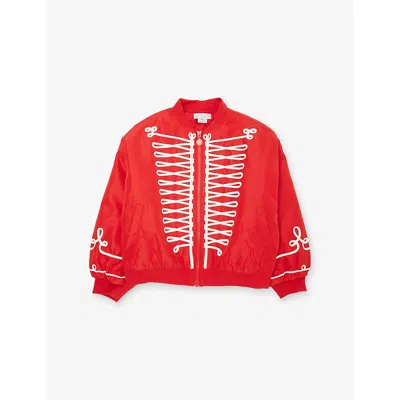 Stella Mccartney Kids' Embroidered Shell Bomber Jacket 4-12 In Pink