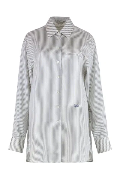 Stella Mccartney Embroidered Silk Oversize Shirt In Stripped