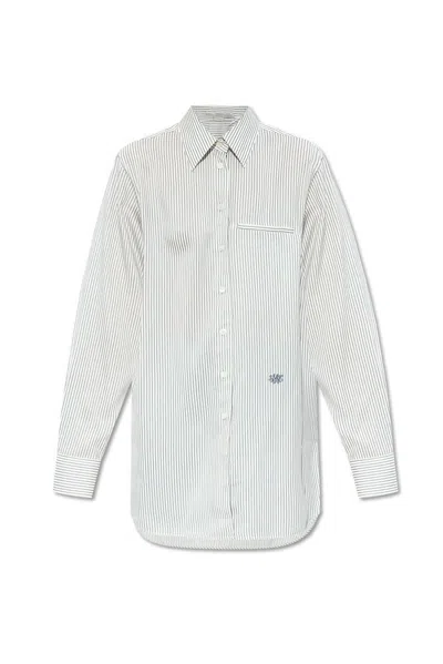 Stella Mccartney Embroidered Silk Oversize Shirt In White