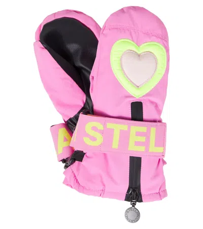 Stella Mccartney Kids' Embroidered Ski Gloves In Pink