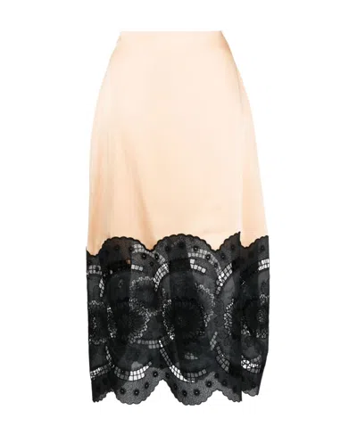 Stella Mccartney Embroidered Skirt In Nude