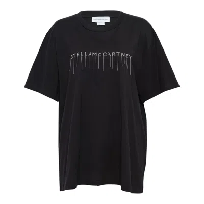 Stella Mccartney Embroidered Stella Logo T-shirt In Black