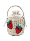 Stella Mccartney Embroidered Straw Bucket Bag In 中性色