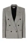 Stella Mccartney Double-breasted Wool Jacket Notched Lapels In Gray