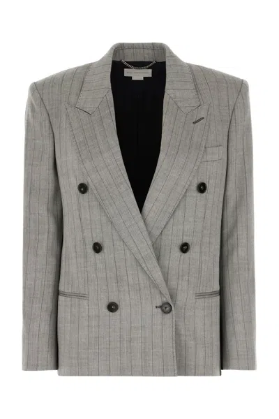 Stella Mccartney Embroidered Stretch Wool Blazer In Gray