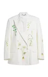Stella Mccartney Embroidered Stretch-wool Double-breasted Jacket In Ivory