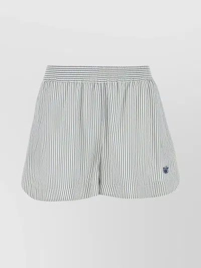 Stella Mccartney Embroidered Stripes Silk Shorts In Neutral