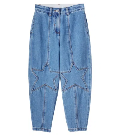 Stella Mccartney Kids' Embroidered Tapered Jeans In Blue
