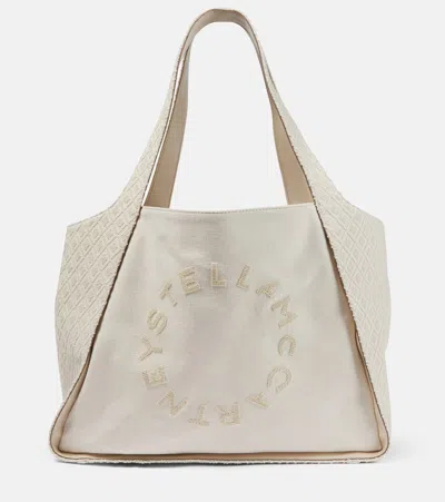 Stella Mccartney Logo Canvas Tote Bag In Ivory