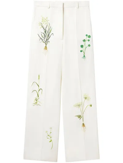 Stella Mccartney Embroidered Trousers In Neutrals