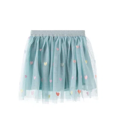 Stella Mccartney Kids' Embroidered Tulle Skirt In Blue