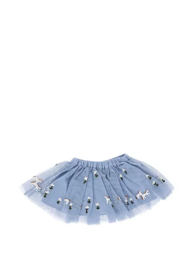 Stella Mccartney Babies' Embroidered Tulle Skirt In Blue