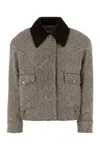 Stella Mccartney Bomber Oversize In Tweed Ricamato Donna In Chocolatecream