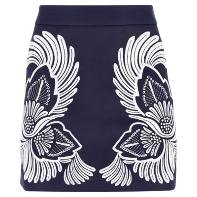 Pre-owned Stella Mccartney Embroidered Wool & Cashmere Blend Skirt In Black