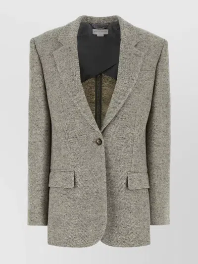 Stella Mccartney Embroidered Wool Blend Blazer With Notched Lapels