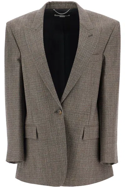 Stella Mccartney Embroidered Wool Oversize Blazer In Brown