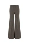 Stella Mccartney Micro Houndstooth Wool Trousers With Flared Leg In Gray