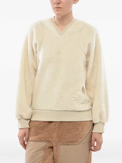Stella Mccartney Embroidered-logo Faux-fur Sweater In Neutral