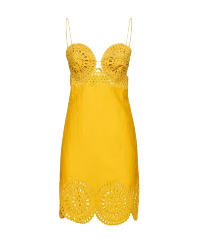 Stella Mccartney Embroidery Mini Dress In Yellow