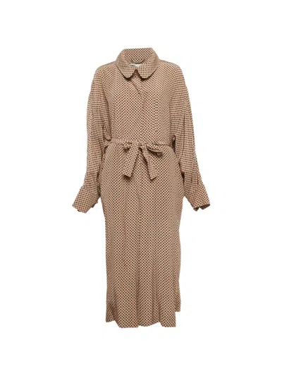 Pre-owned Stella Mccartney Emily Geometric-print Coat In Neutral