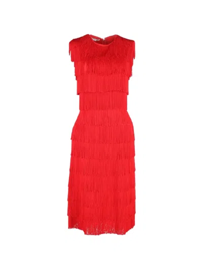 Pre-owned Stella Mccartney Emma Fringed Midi Dress In Red
