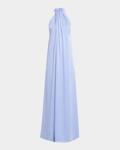Stella Mccartney Envers Draped Satin Halterneck Dress In 5711 Periwinkle