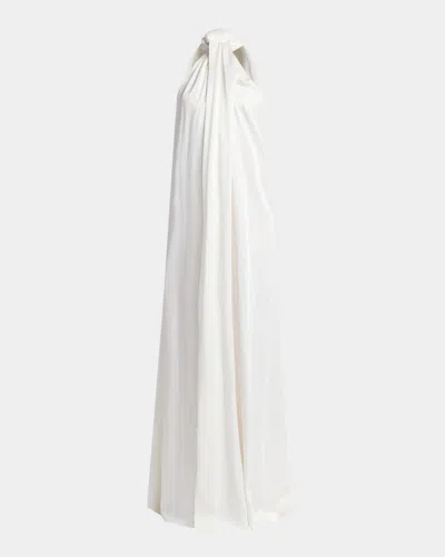 Stella Mccartney Envers Draped Satin Halterneck Dress In White