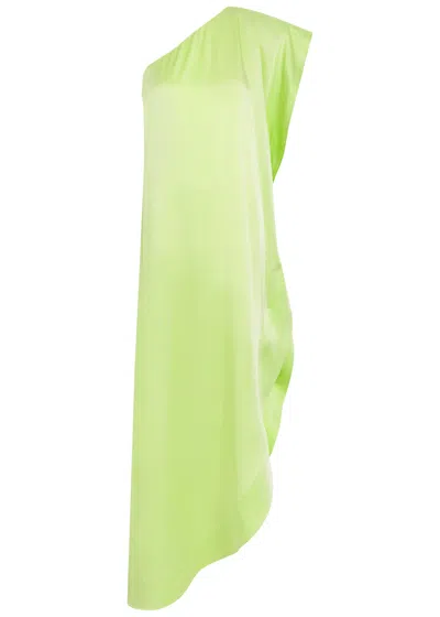 Stella Mccartney Envers One-shoulder Satin-crepe Maxi Dress In Green