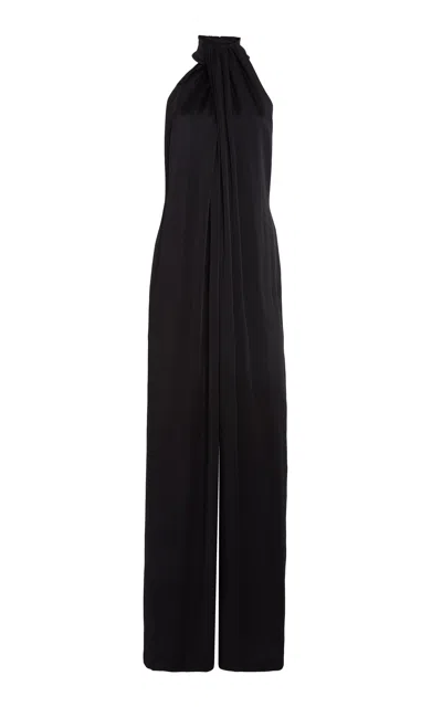Stella Mccartney Envers Satin Halter Jumpsuit In Black