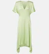 Stella Mccartney Envers Satin V Neck Dress In Green