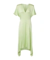 Stella Mccartney Envers Satin V Neck Dress In Green