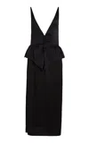 Stella Mccartney Envers Satin Peplum Midi Dress In Black