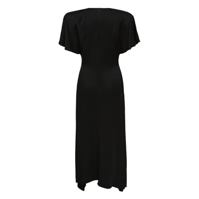 Stella Mccartney Envers Satin V Neck Dress In Black